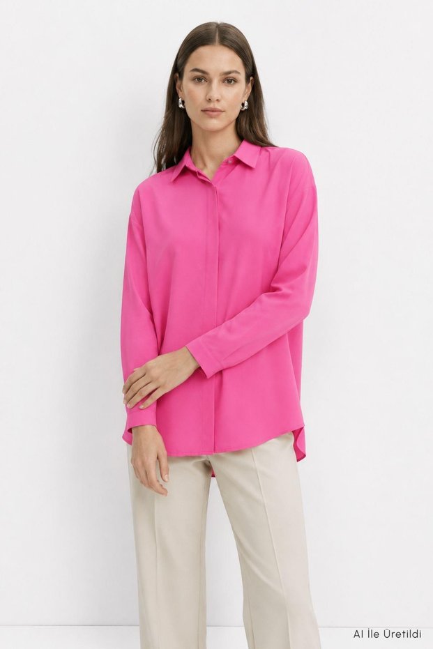 Buttoned Casual Tunic 4537 Fuchsia