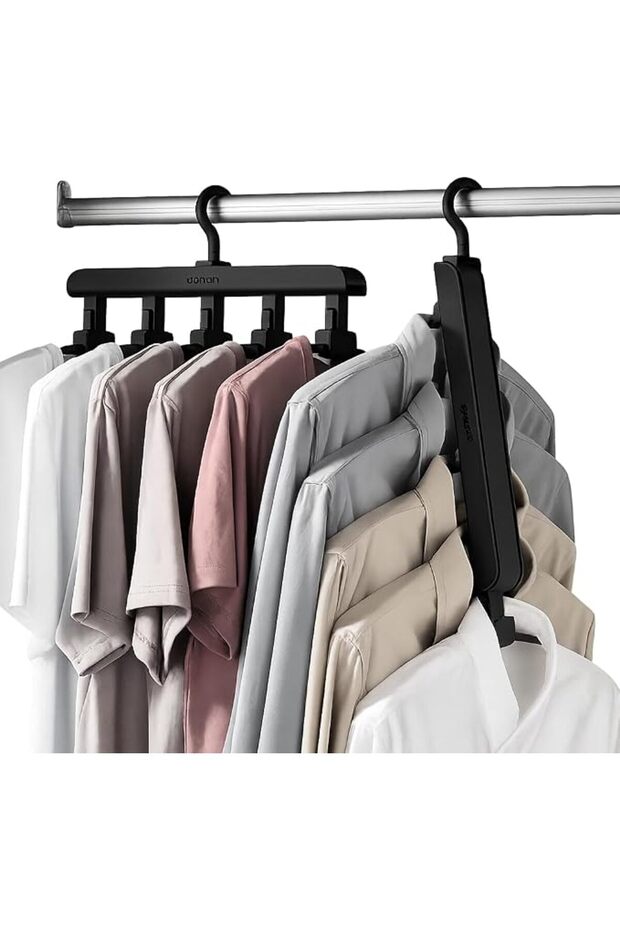 Space Saving 5-Tier Cascading Clothes Hanger – 360° Swivel Hook Foldable Multi-Layer Closet Organize