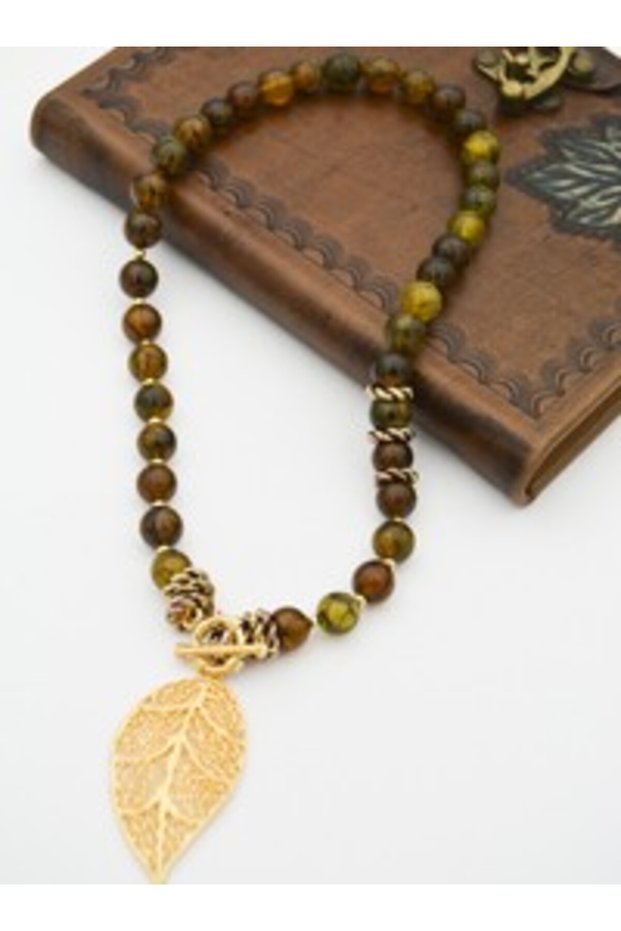 Moss Agate Stone Design Necklace Limited Edition - Multi-Colored