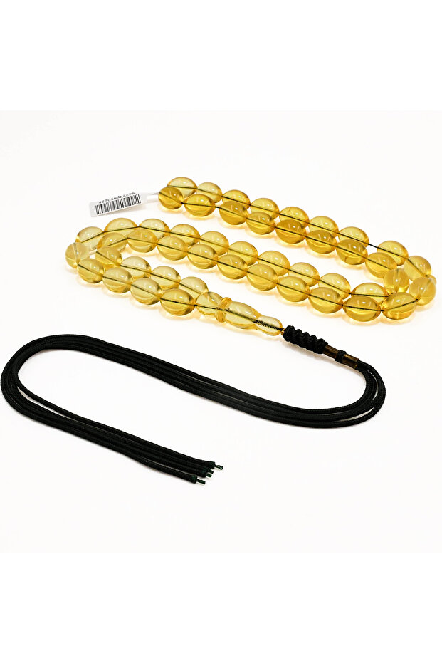Clear Baltic Amber Prayer Beads – 48 Beads, 13.5-9mm Oval Shape, 34g