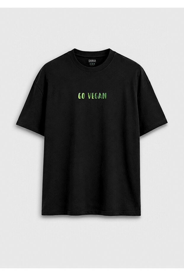 Go Vegan Green Text Special Design Unisex Black T-Shirt