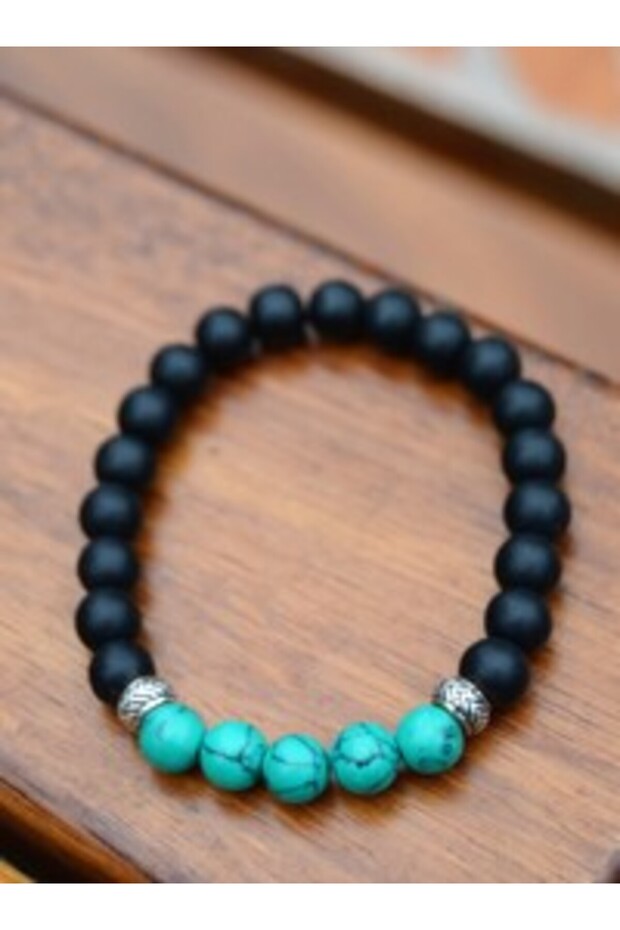 Turquoise Natural Stone and Glass Bracelet - Multi-Colored -