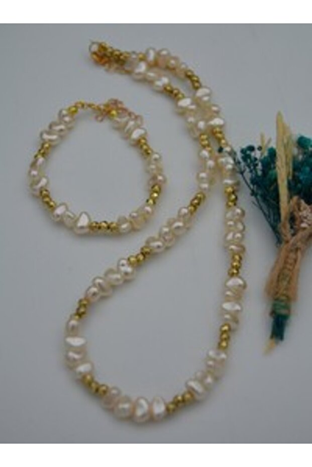 Necklace&Bracelet Pearl Jewelry Set - White -