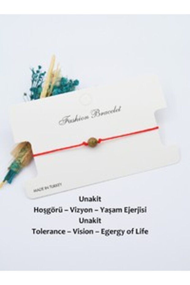 Unakite Natural Stone Bracelet - Red -