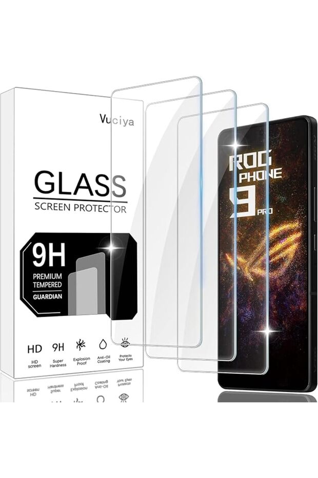 3 قطع من واقي الشاشة المتوافق مع هاتف Asus ROG 9 Pro/ROG Phone 9، زجاج مقوى بصلابة 9H