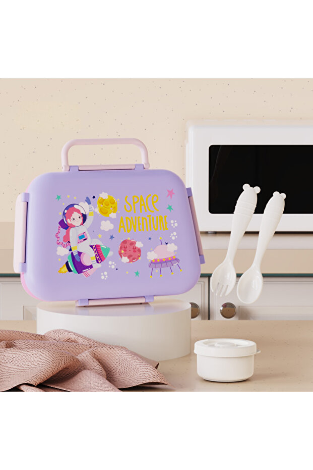 Waterproof PP Lunch Box With Handle, Double-Layer Design, Includes Cutlery, Three-Compartment Design, Microwave And Dishwasher . Suitable For Students, Perfect Christmas Or Back To School Gift