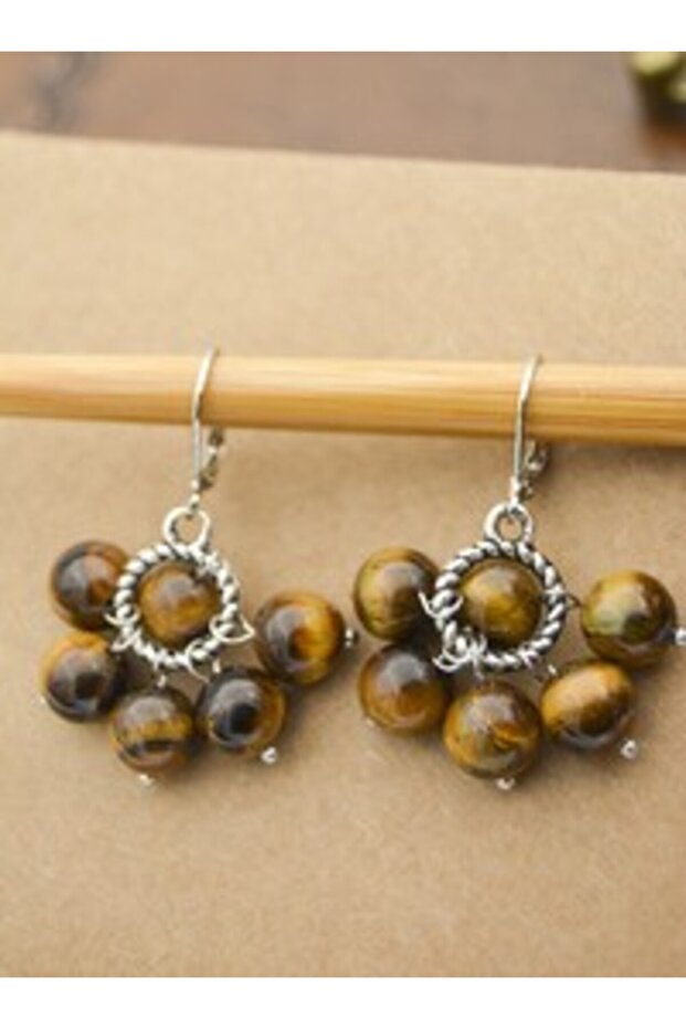 Cheetah Eye Stone Earrings - Multicolor -