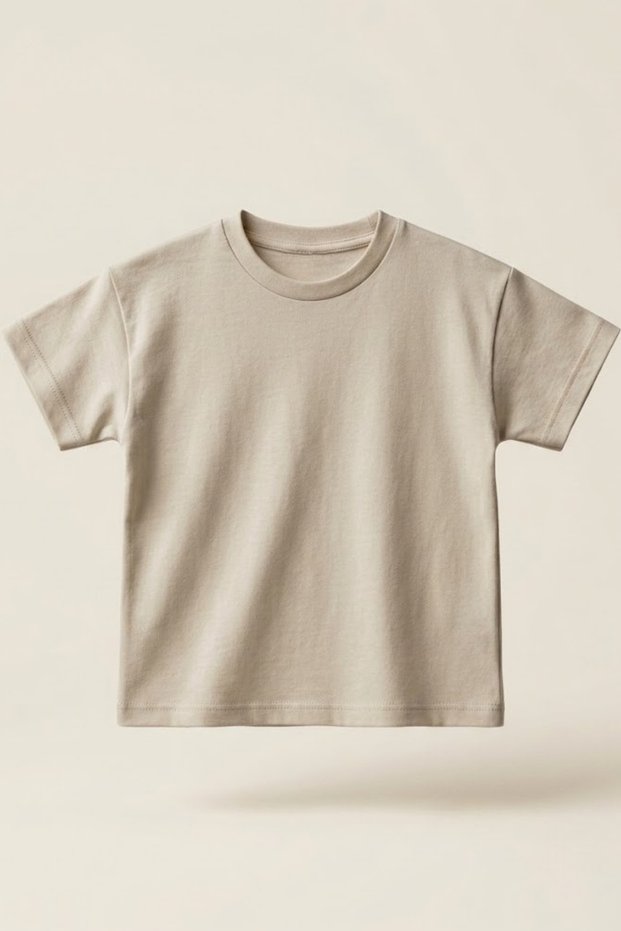 Unisex Kids 100% Cotton Interlock Crew Neck Basic Short Sleeve T-Shirt