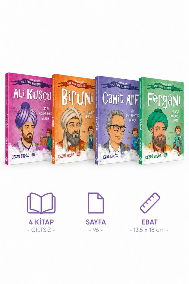 Cezmi Ersöz Biruni Cahit Arf Ali Kuşçu Fergâni 4-Piece Children's Book Set - Dokuz Yayınları