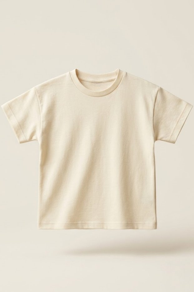 Unisex Kids 100% Cotton Interlock Crew Neck Basic Short Sleeve T-Shirt