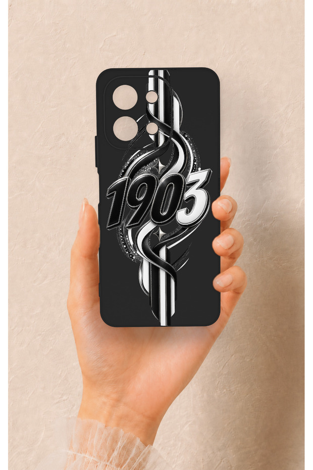 Vivo Y28 Compatible Black and White Ivy Patterned Silicone Case