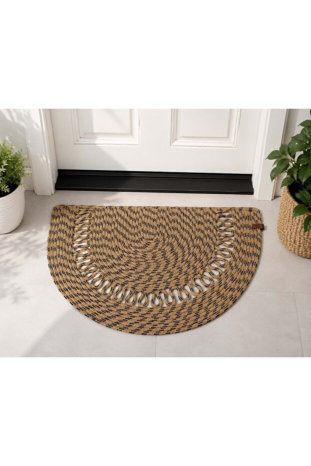 Jute Straw D Mat, Welcome Mat for the Door (40X60)-Beige with Black Tricot
