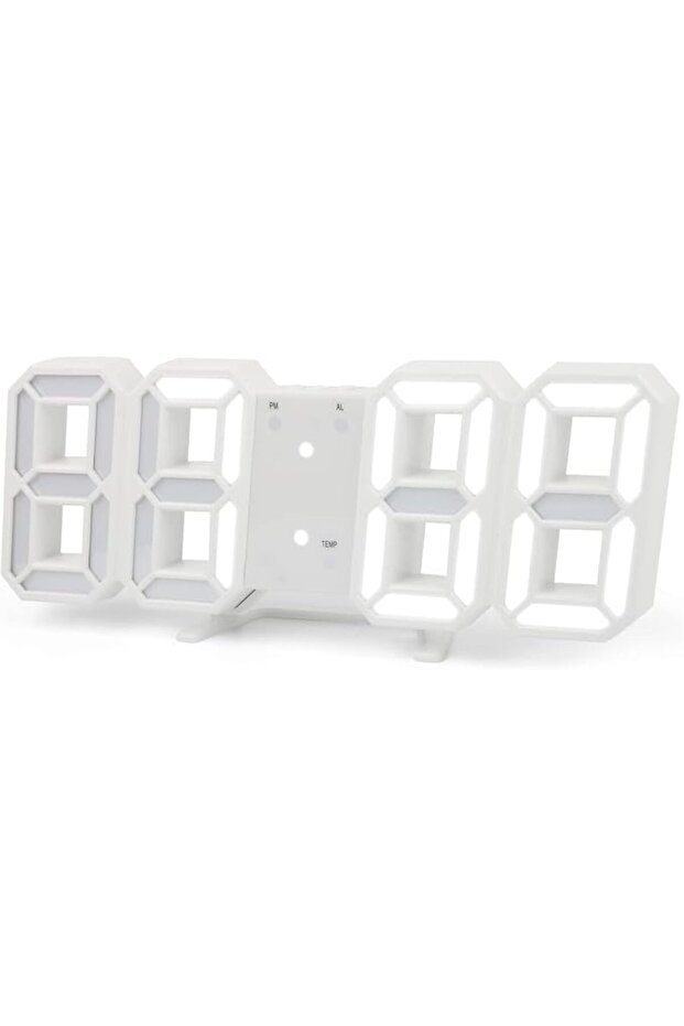 ساعة منبه رقمية ثلاثية الأبعاد، تصميم عصري، ساعات حائط/مكتب LED، عرض الوقت/التاريخ/درجة الحرارة بنظام 12/24 ساعة، نيج
