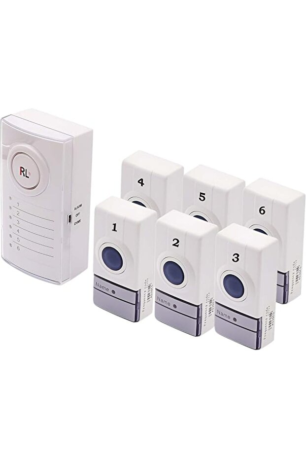 جرس باب RL-05060، نظام اتصال لاسلكي بـ 6 مناطق، جرس خدمة، نغمةين قابلتين للتحديد، موفر للطاقة