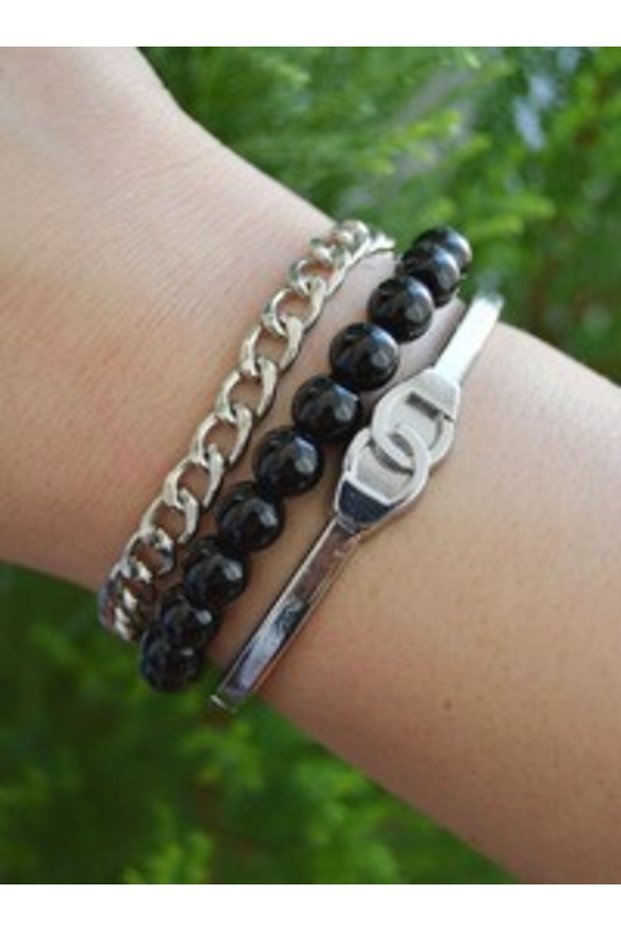 Clamped bracelet set - multicolored -
