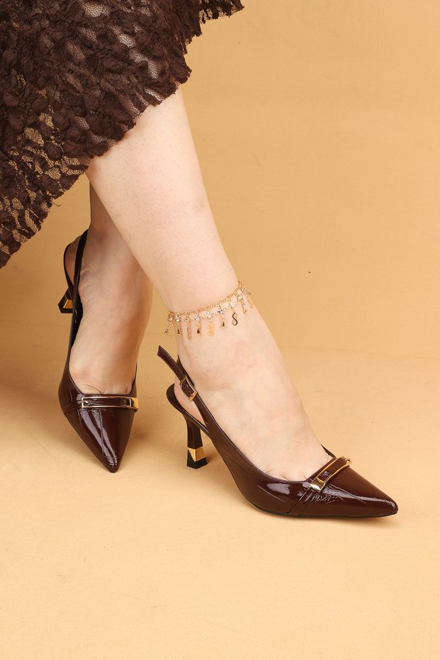 Women's Thin Heeled Buckle Croc Evening Dress Shoes High Heels