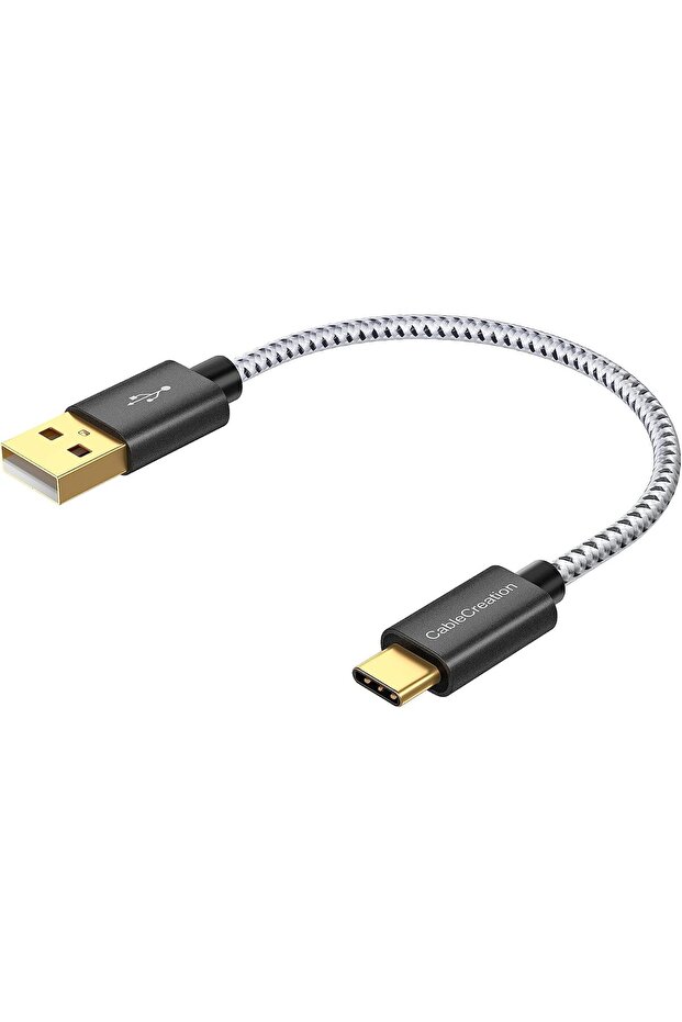 كابل كيبل كرييشن 6 بوصة مضفر من نوع USB A إلى C، يدعم الشحن السريع 3A ونقل البيانات.