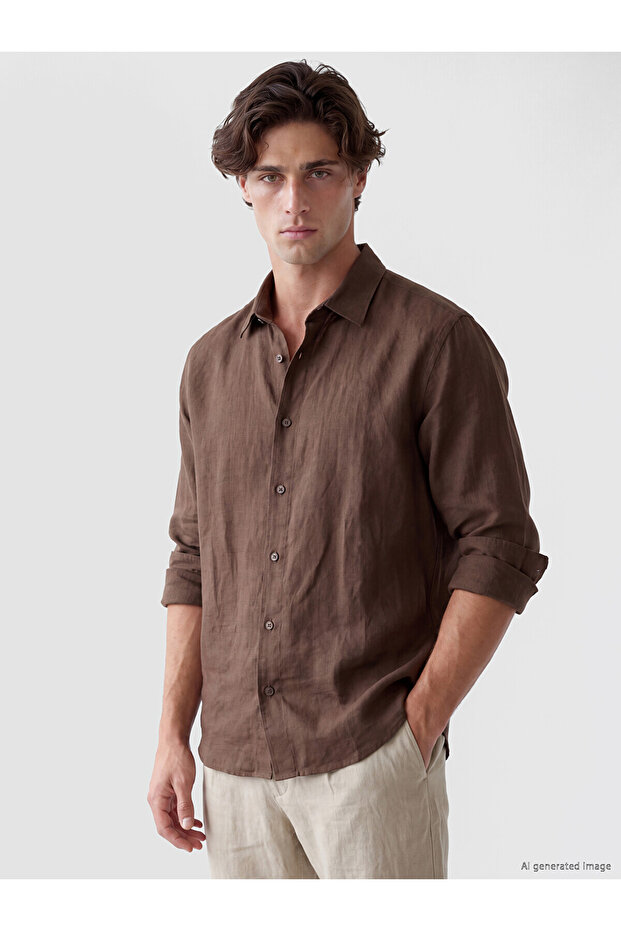 Lcw Vision Brown Regular Fit Men's Shirt