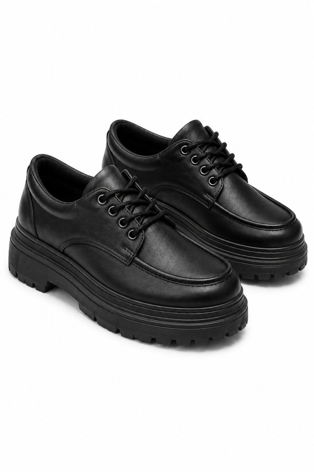 Yg-13 Men's Casual Lace-Up High Sole Classic Shoes Cst - Black