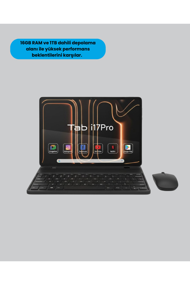 İ17 PRO Tablet + Klavye + Fare + Kalem Seti