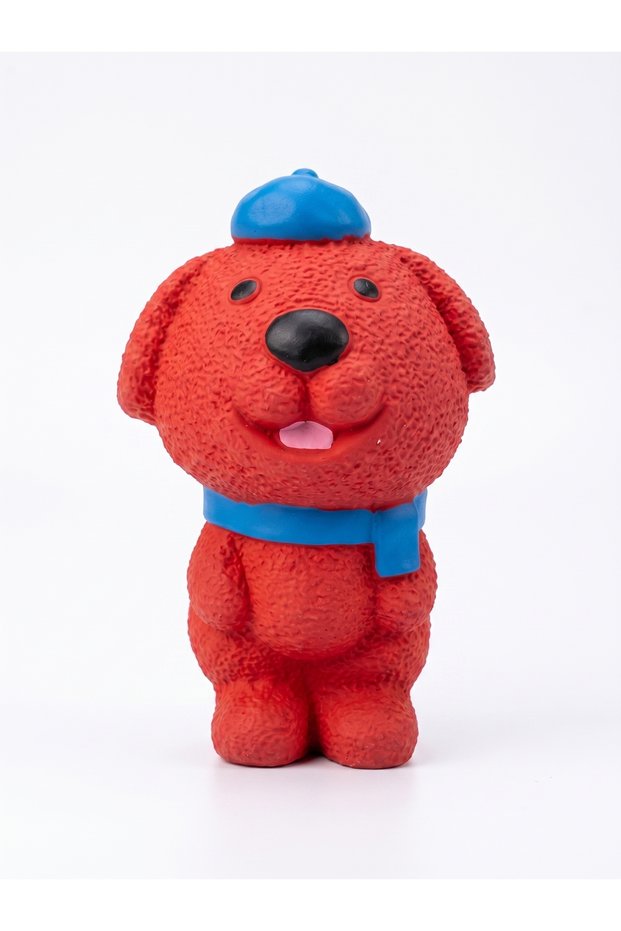 Small Breed and Puppy Dog Biting Toy - Sound Making Teething Figure (Red) (15 cm)