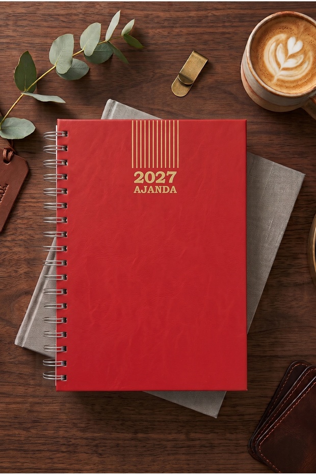 مفكرة يومية حلزونية متوسطة الحجم 2027 مسطرة 17x24