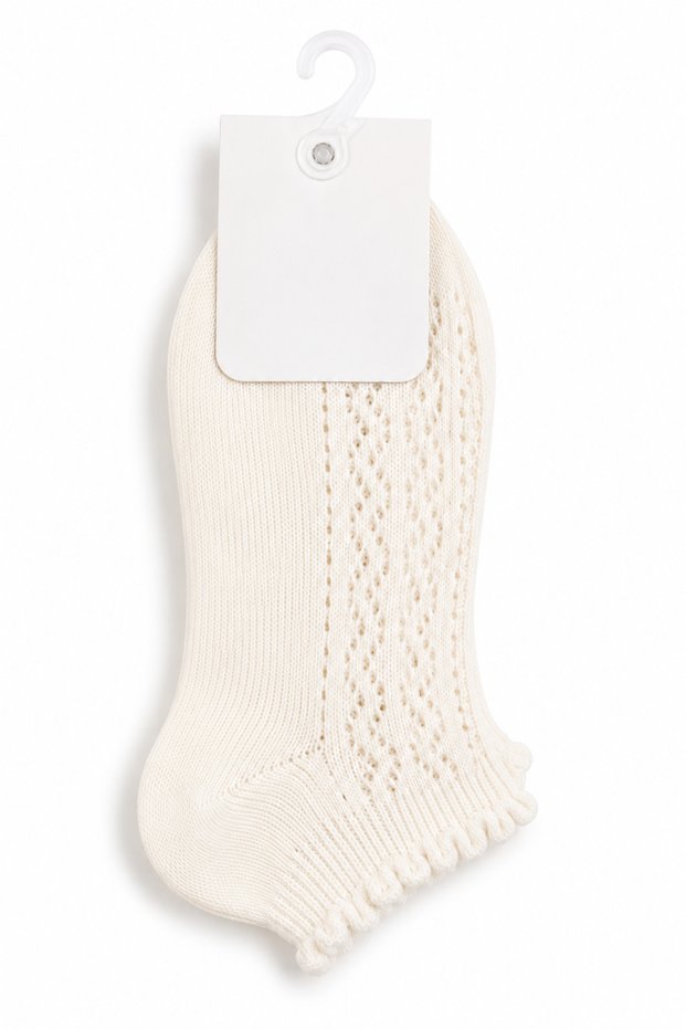 Venezi̇ Girls' Fi̇le Pati̇k Socks - Ecru