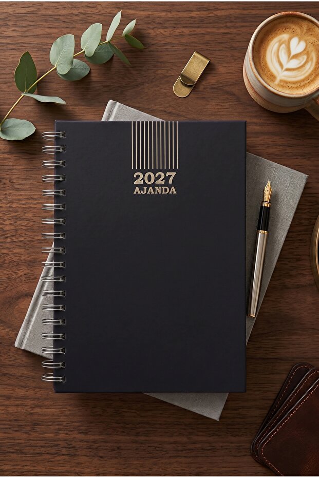 مفكرة يومية حلزونية متوسطة الحجم 2027 مسطرة 17x24