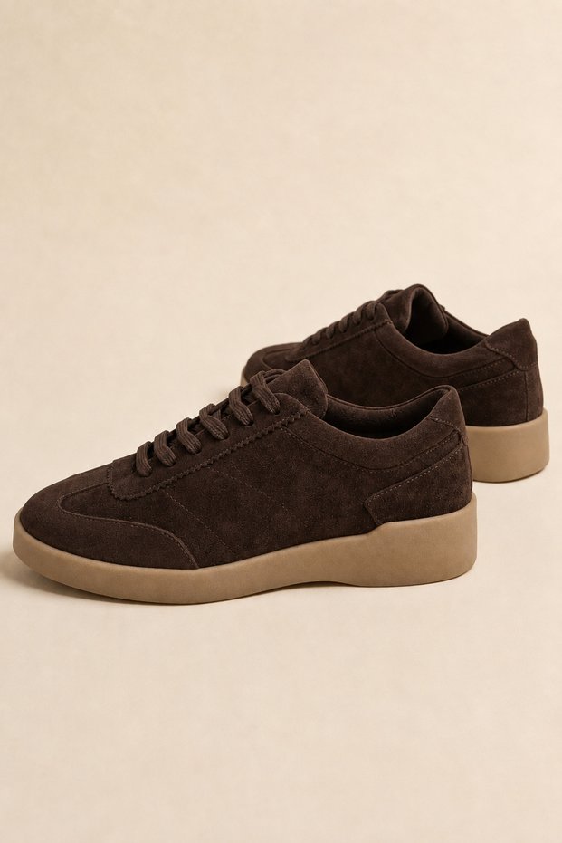 Virenza Genuine Leather Suede Women's Sneaker, Handmade Comfortable Fit Premium Thermo Sole – Brown