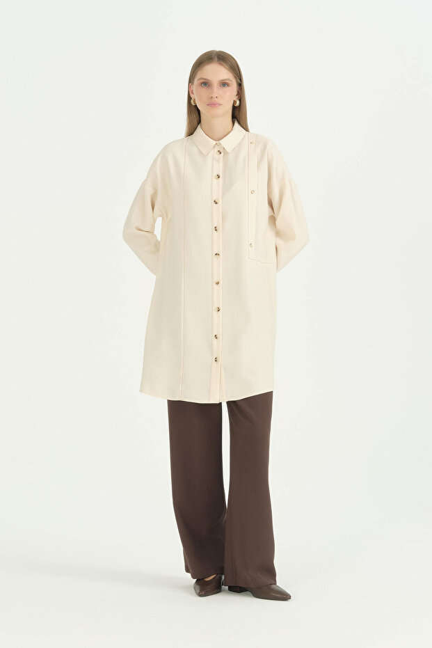Aller Detailed Modal Tunic - Cream