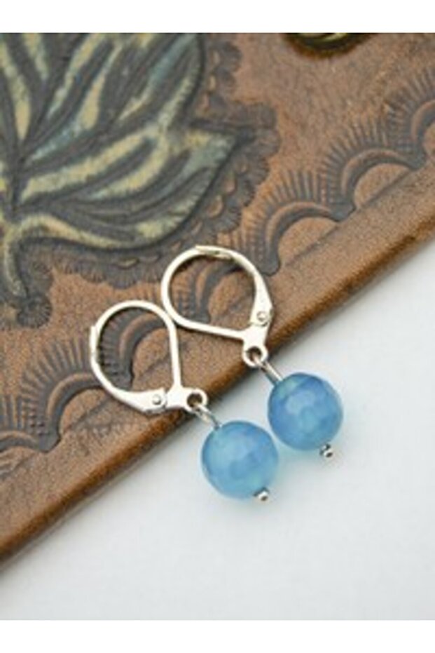 Blue Agate Stone Earrings - Multicolor -