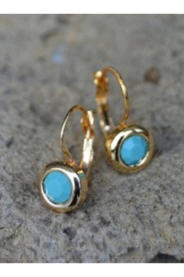 Turquoise Mini Earrings - Gold Color -