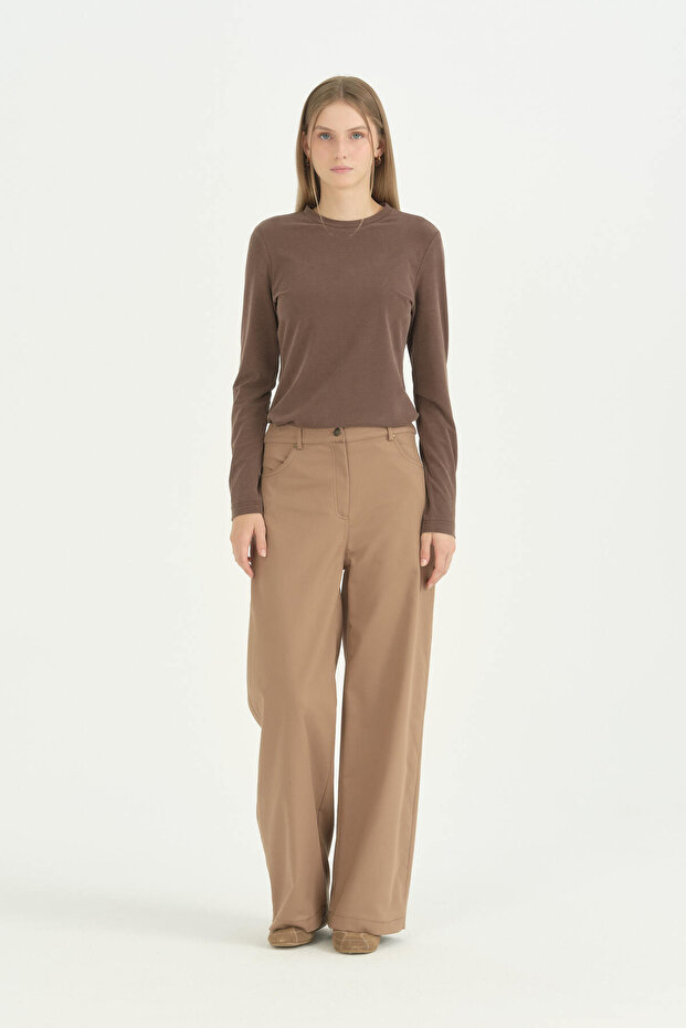 Wide Leg Trousers - Camel