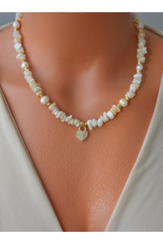 Ve Pearl Stone Necklace - Multi-Colored -