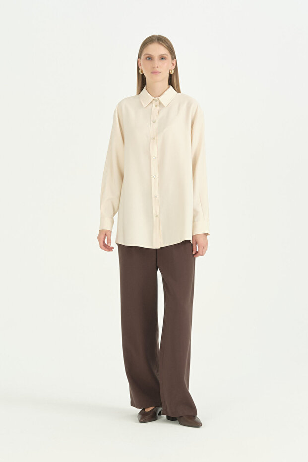 Pile Detailed Vintage Shirt - Cream
