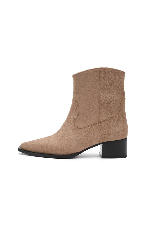 Mink Color Suede Western Style Short Boots