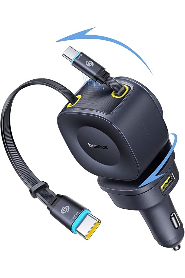 شاحن سيارة قابل للسحب بقوة 163 واط مع منفذ USB-C للشحن السريع، شاحن سيارة PrimeTrip VR2 Max 4 في 1 سريع