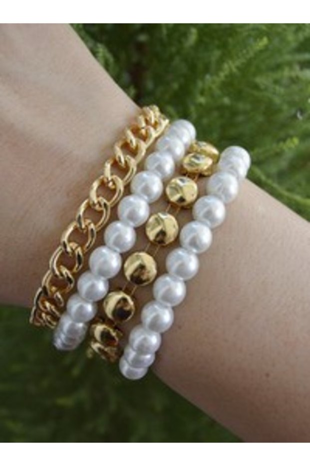 Glass pearl bracelet set - multicolored -