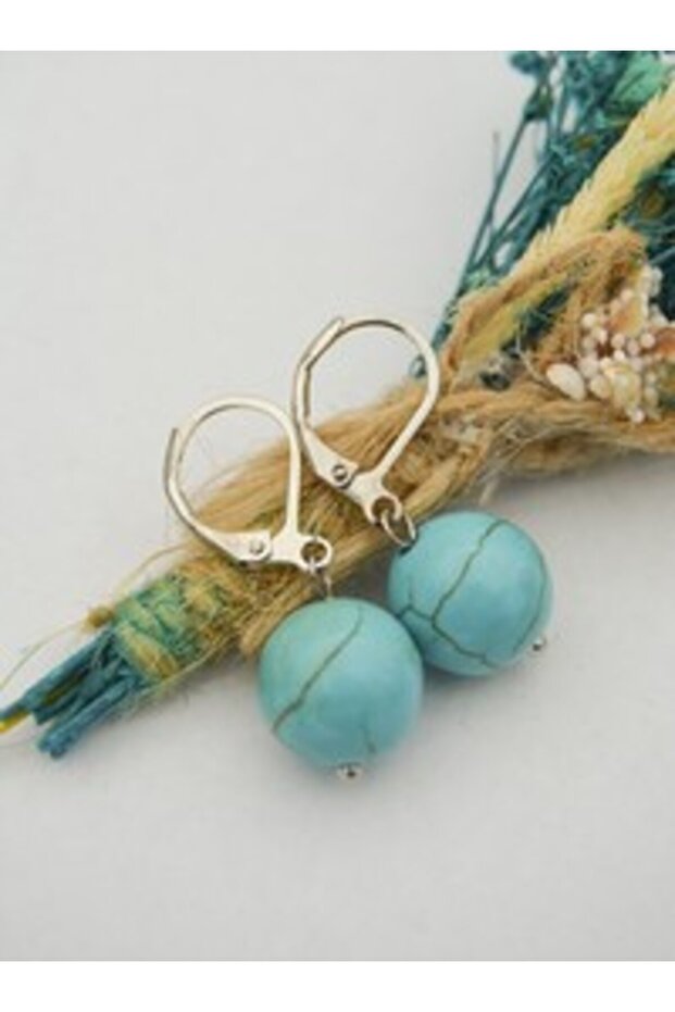 Turquoise Stone Earrings - Multicolor -