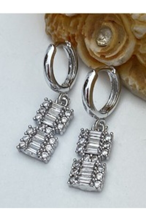 Baget Stone Jeweler Craftsmanship Earrings - Silver Color -