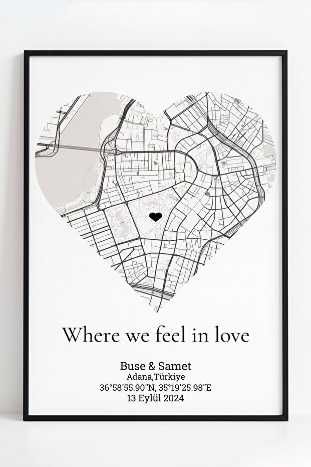 Giftoryum Kişiye Özel Tanıştığımız Yer Haritası –Love Map Kalp Harita ...