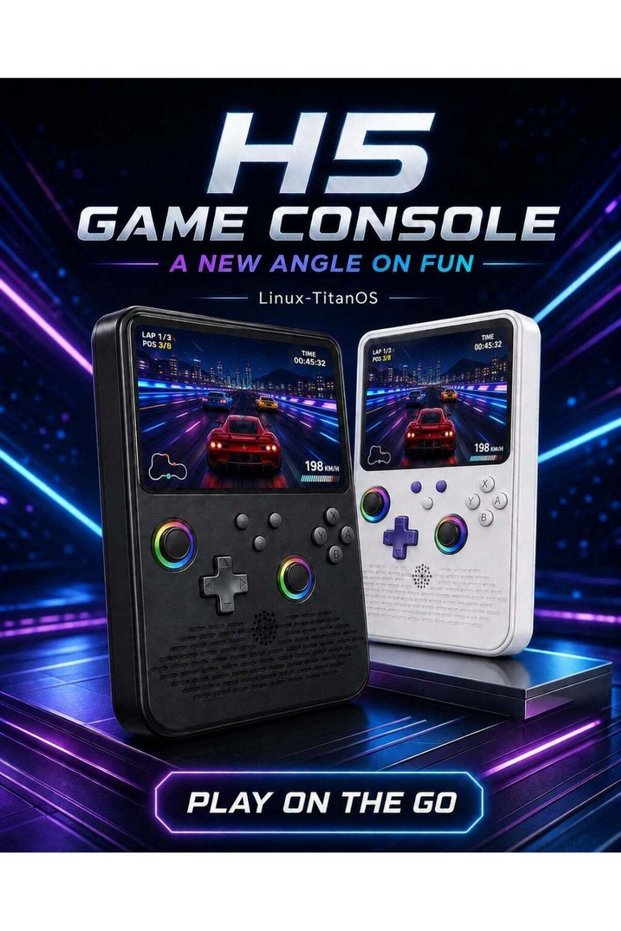 H5 Handheld Retro Game Console with Dual Joysticks and Linux-TitanOS