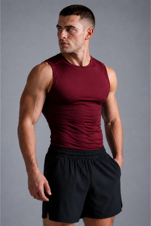 Basic Men's Compression Tank Top – Body-Fitting Sports Athlete's Undershirt