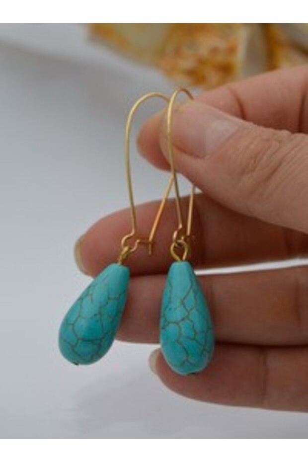 Damla Turquoise Earrings - Blue -