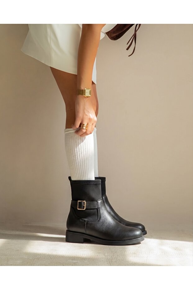 Black Stretch Light Sole Comfortable Sole Boots