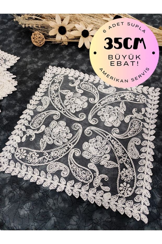 Supla, Cream American Service Set, 6 Supla, 6 Pieces of Supla, 6 Plate Mats