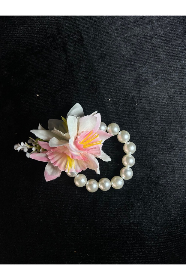 Bridal Bracelet Bridesmaid Bracelet with Flowers Pink with Flowers