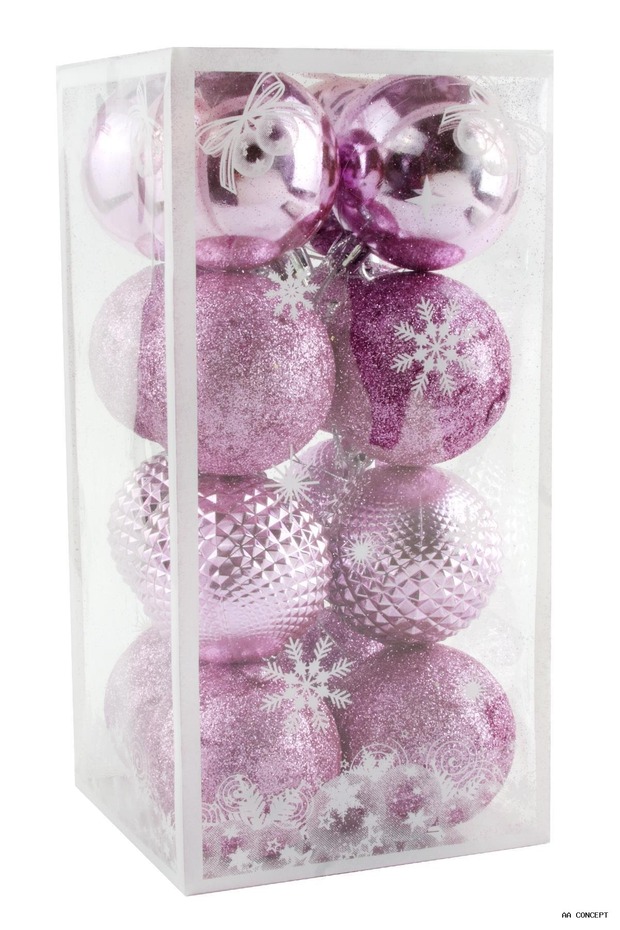 CONCEPTA Set of 16 Luxurious Pink "Cici Top" New Year's (235048) Tree Ornaments