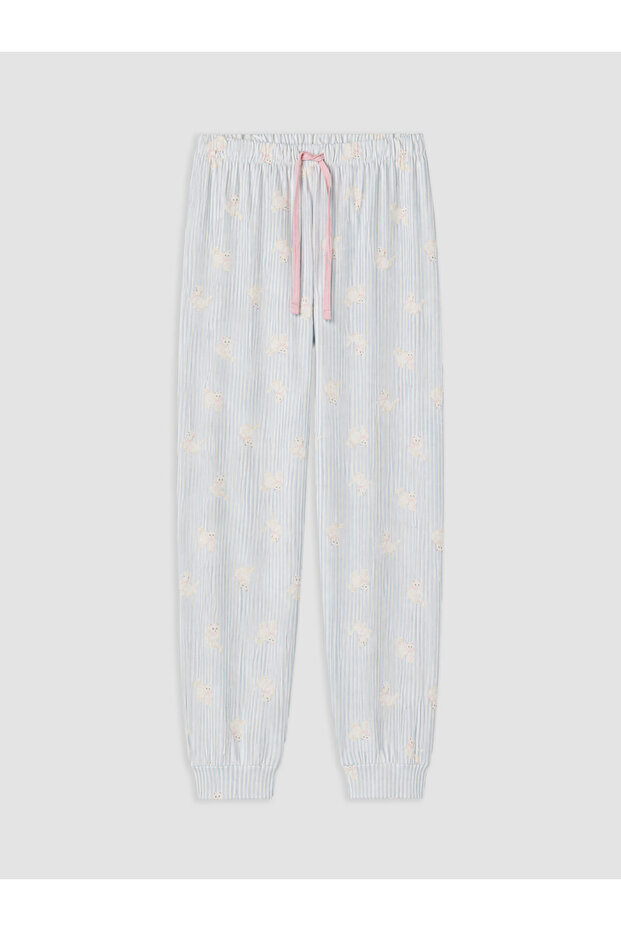 Elastic Waist Patterned Women's Pajama Bottoms