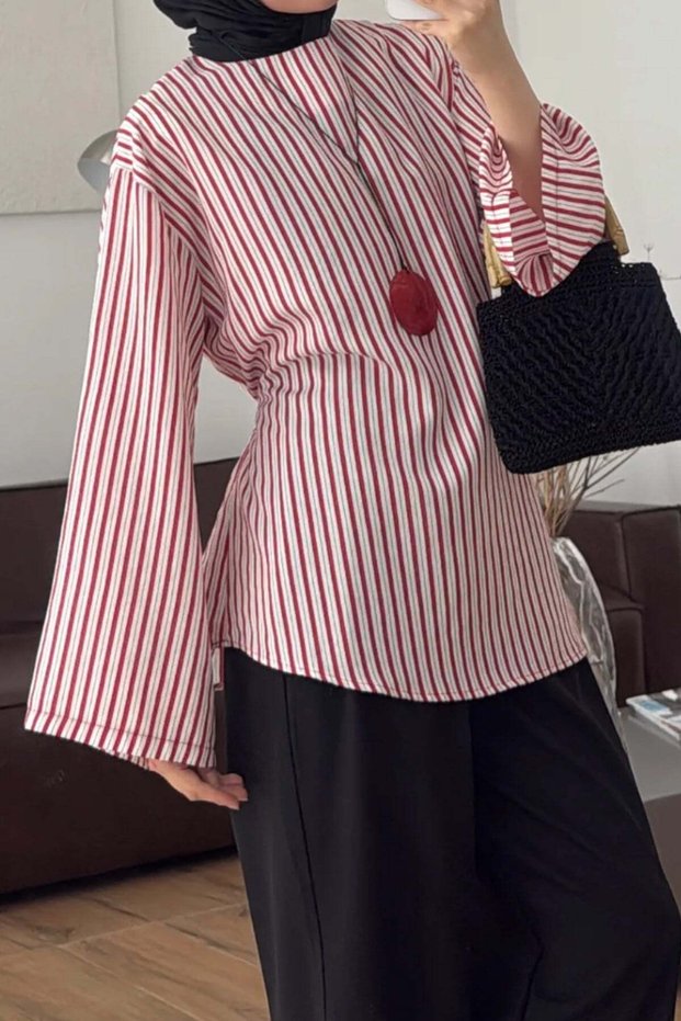 Striped Short Tunic White